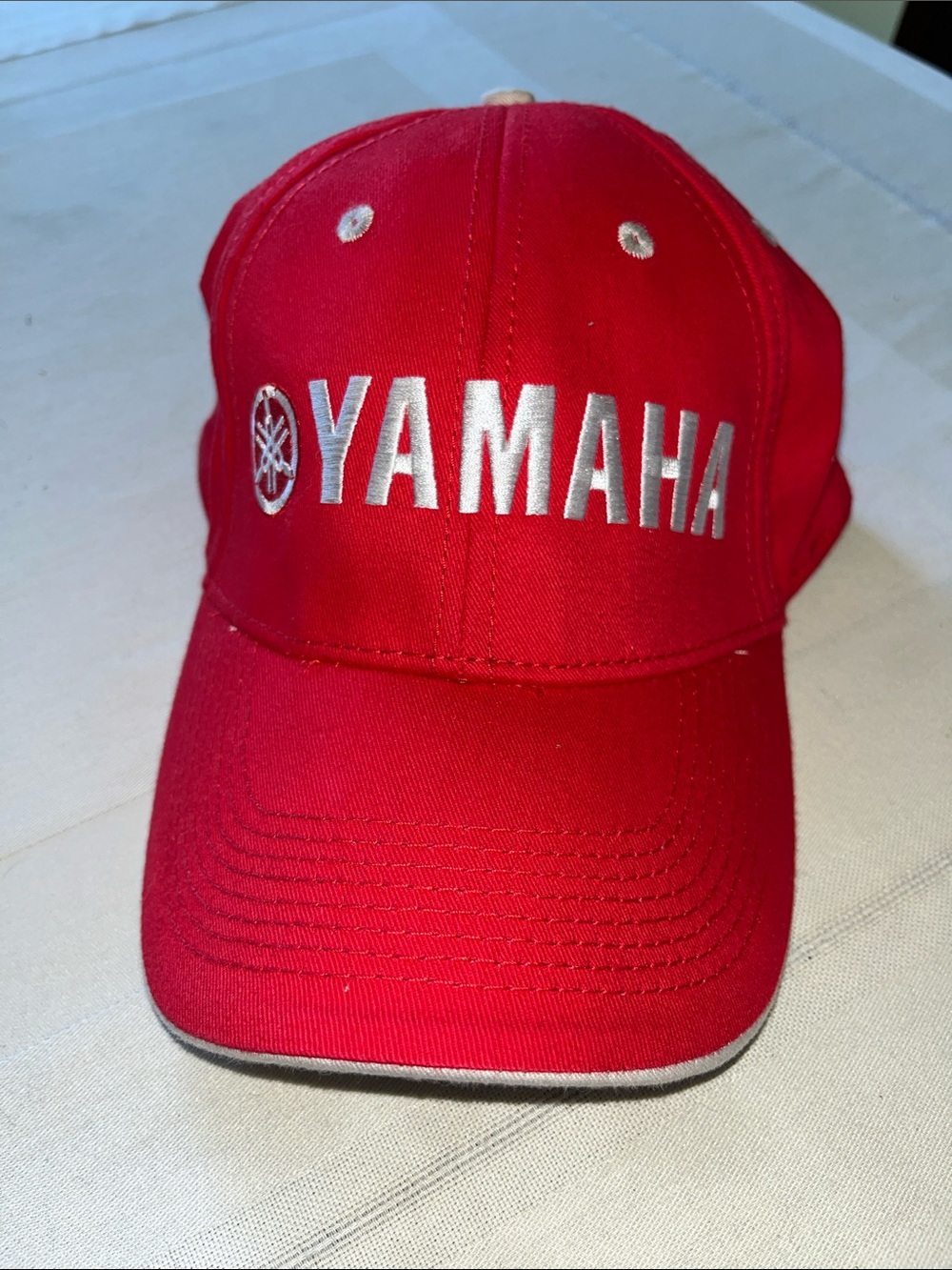 Yamaha Red Baseball Cap with Silver Embroidered Logo